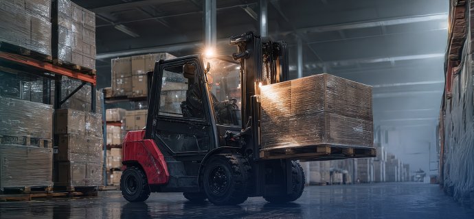 Forklift in a Warehouse